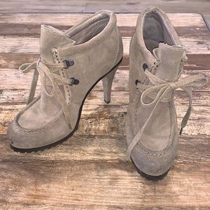 Ash Platform Heel Suede Bootie Green Size 39